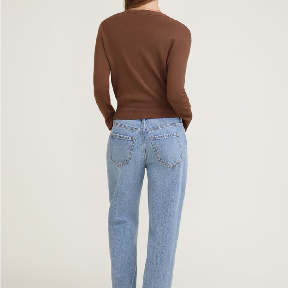 Dynamite Rebecca Crewneck Cardigan – Cocoa Brown (Size Sm) - Picture 4 of 10